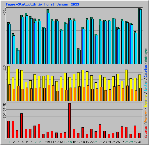 Tages-Statistik im Monat Januar 2023